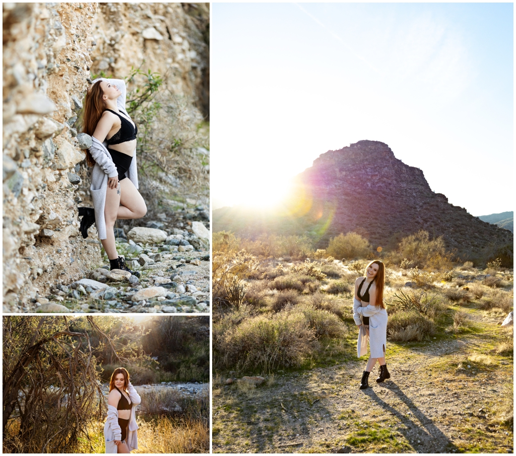 Outdoor Phoenix desert boudoir session of new mom