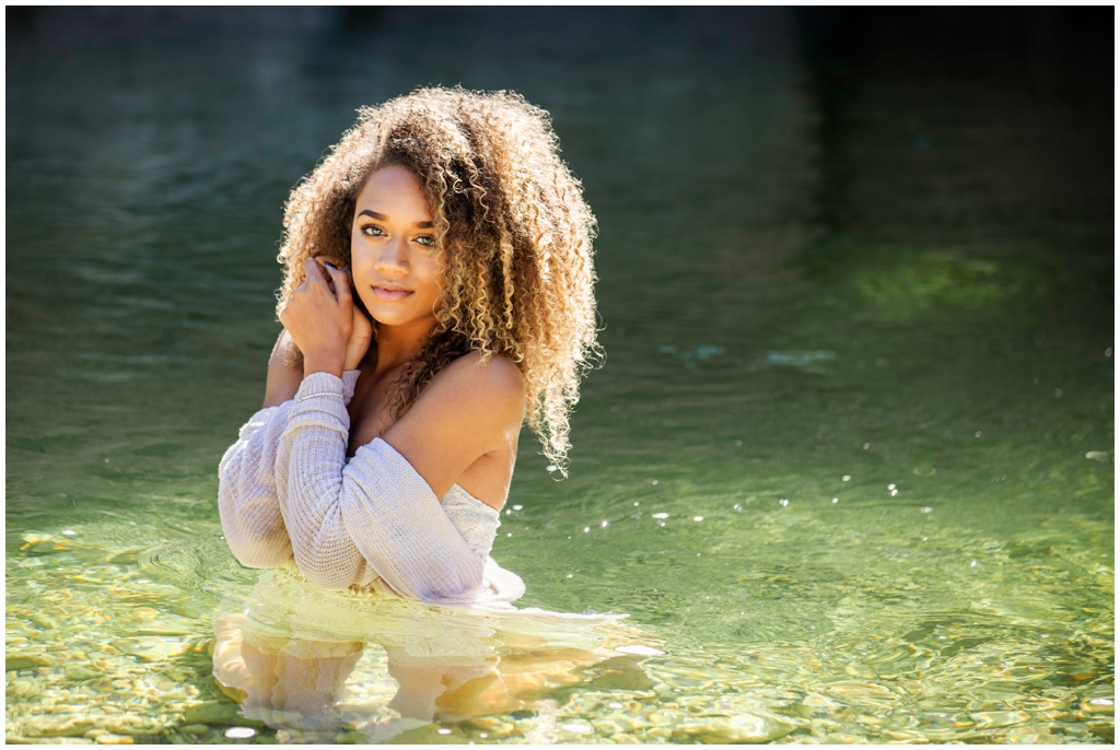 High school senior girl in Texas lake