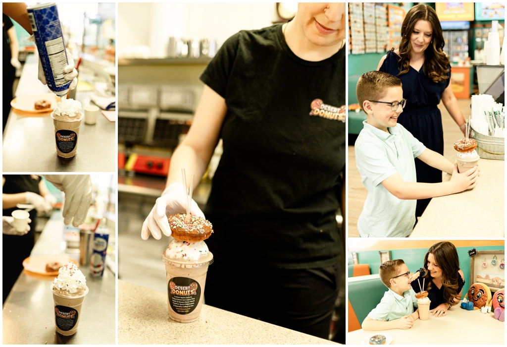 Family enjoying milkshake at Desert Donuts in Phoenix, AZ