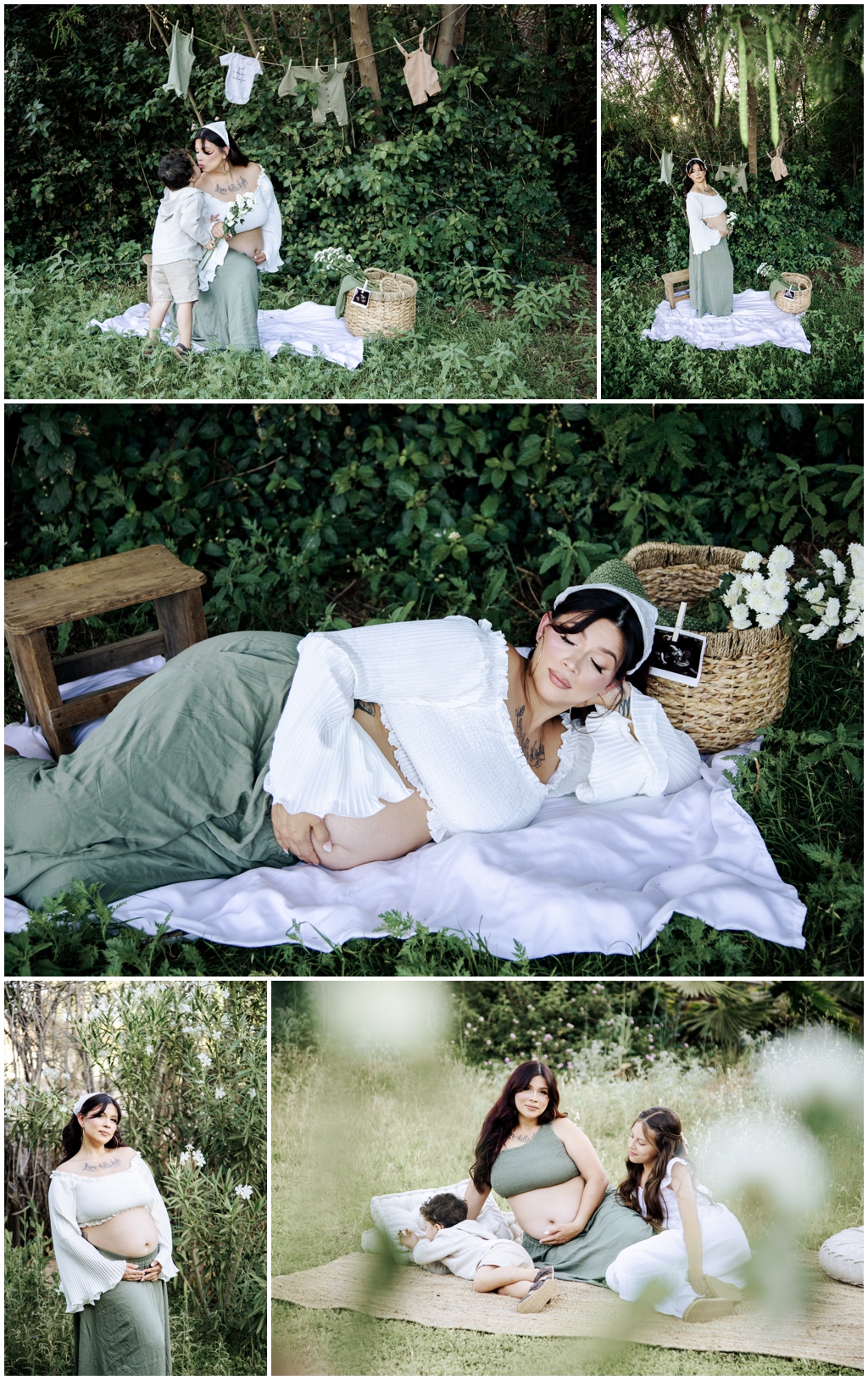 Maternity photoshoot in a green Arizona meadow