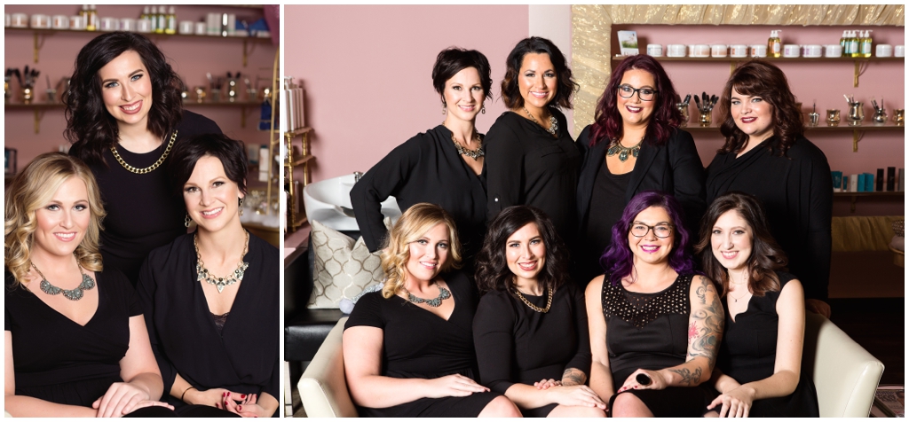 Brand photo of hair and makeup artists in beauty salon