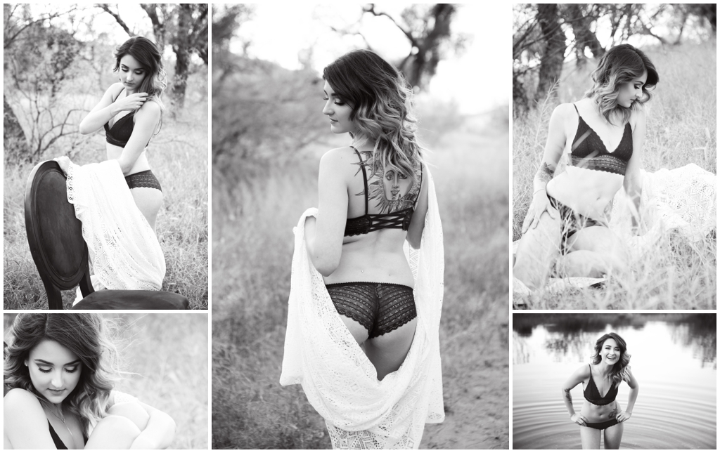 intimate pictures of a woman in a field in lingerie