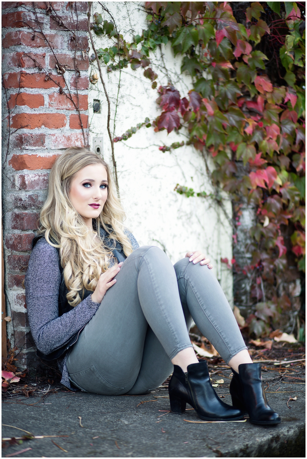 High school senior girl with fall colors