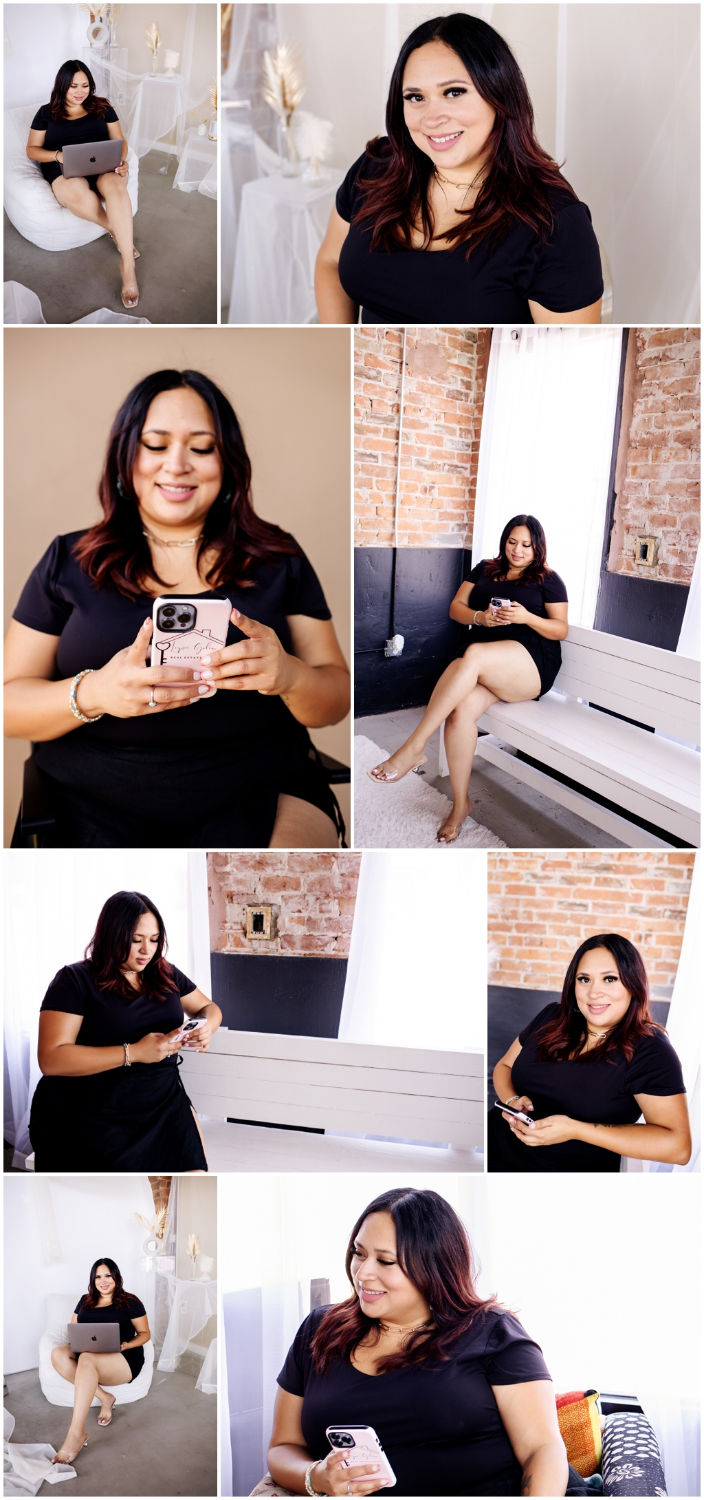 Women small business owners preparing for a photoshoot to promote their brands.